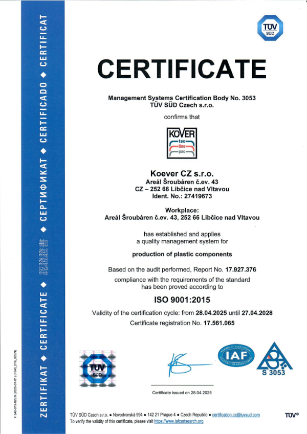 Certificate ISO 9001:2015